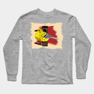 Yellow Warbler Perched on Bird Feeder Long Sleeve T-Shirt